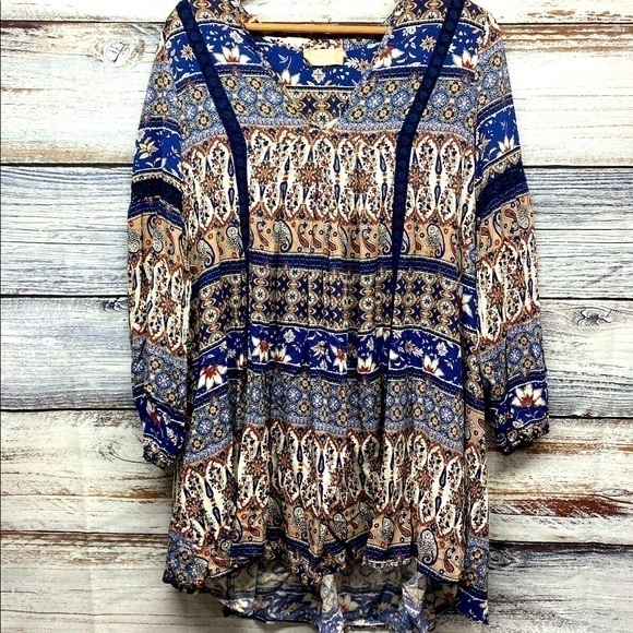 Altar'd State Dresses & Skirts - Altar'd State Womens Boho Long Sleeve Dress Top Floral Small Rayon V Neck